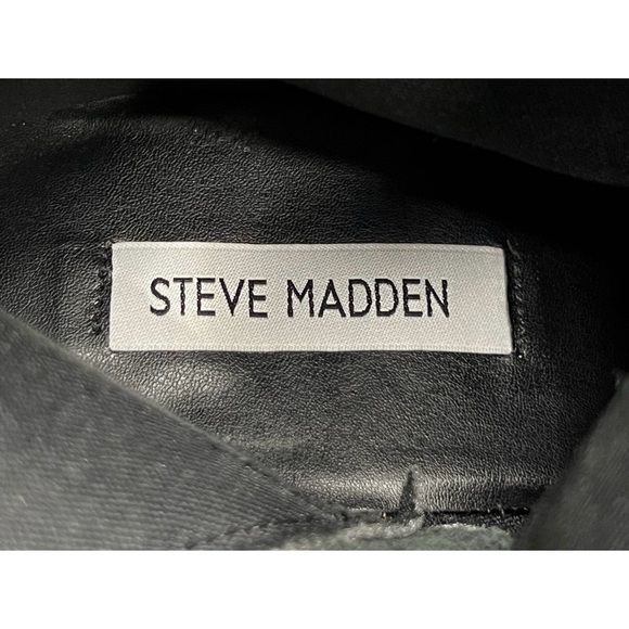 NEW STEVE MADDEN Fanatik Chunnky Heel boots Black Vegan Leather Size 10 - Picture 8 of 11